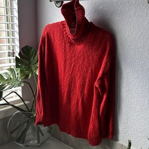 J. Jill Vibrant Brick Red Turtleneck Sweater EUC